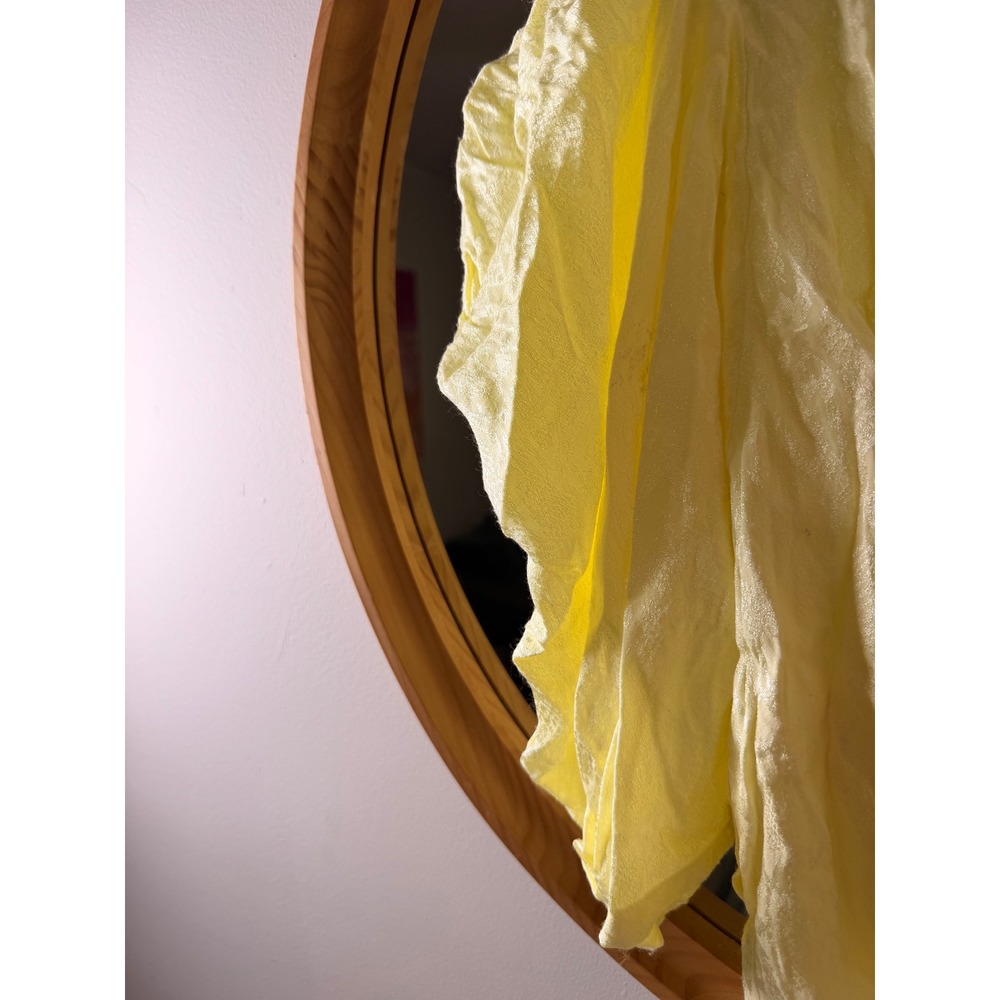 krisa Tie Front Blouse Womens Size S Yellow Excellent Puff Sleeve Textured Top - Picture 5 of 6